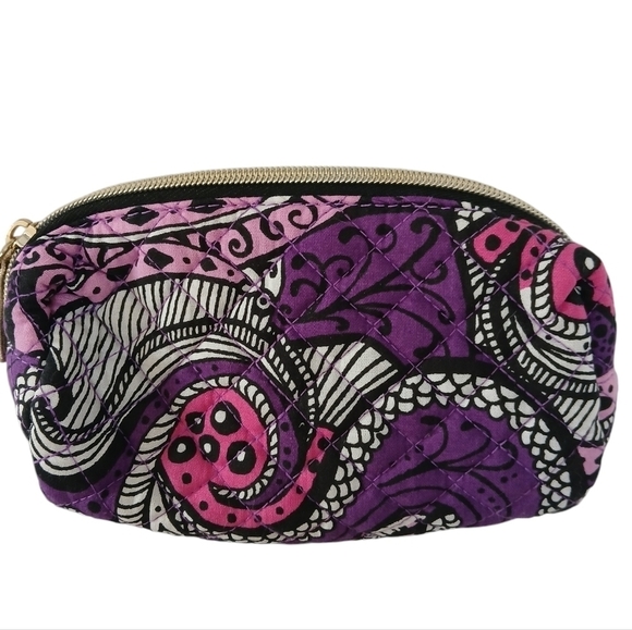 Dabney Lee Cosmetic Bag Pouch Travel Makeup Quilted Paisley Cotton - Picture 9 of 9